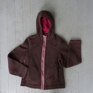 L.L. Bean chocolate nubby fleece hooded  jacket.